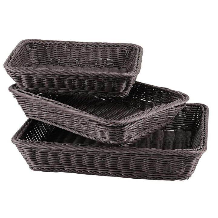 3 Pcs Wicker Bread Basket,Handmade Woven Basket,Tabletop Display