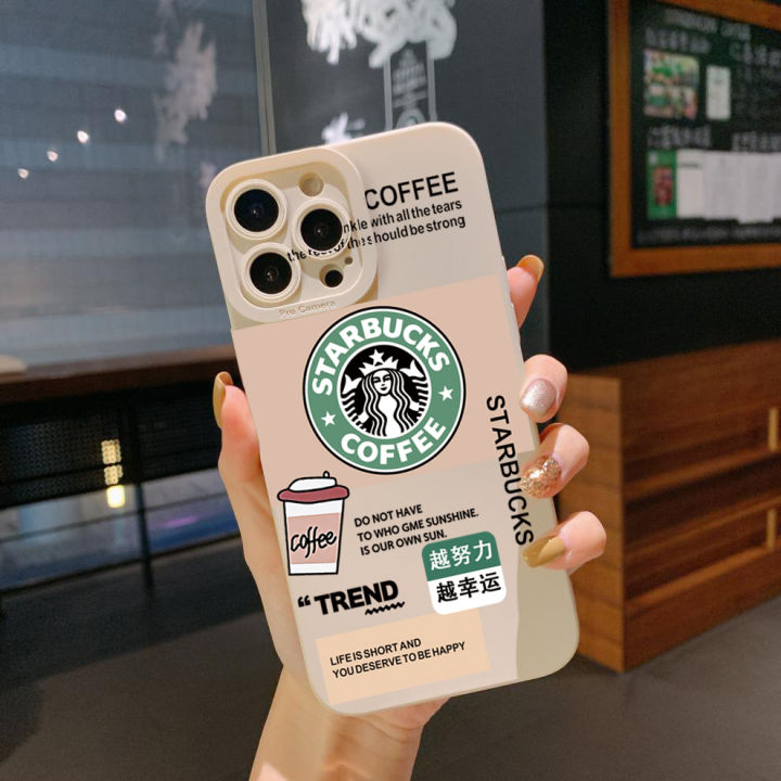 เคสโทรศัพท์สำหรับ-iphone-14-plus-13-12-pro-max-11-xr-7-8-se-2020กาแฟ-starbucks-สวยฝาครอบขอบสี่เหลี่ยมฝาครอบป้องกันเลนส์เต็ม