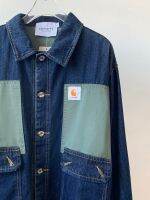 เครื่องมือ CARHARTT แจ็คเก็ตผ้าเดนิมเสื้อแจ็คเก็ตผู้ชายและผู้หญิงสไตล์ย้อนยุคแนวเรโทรสไตล์ญี่ปุ่น