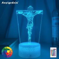 ☁▫ Newest Christian Respect Jesus Shaped Church Decoratative 3D lighting Cable Gift LED USB Mood Night Light Multicolor Table Lamp