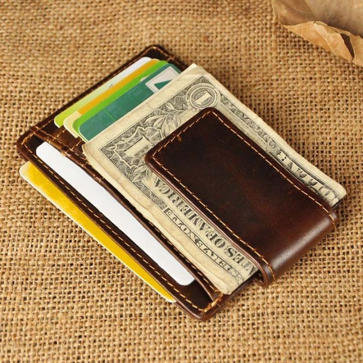 layor-wallet-ที่มีคุณภาพสูงใหม่วัวผู้ชายชายวินเทจหนังแท้ผู้ถือบัตรเครดิตเงินสดแม่เหล็กคลิปบางมินิที่มีประโยชน์กระเป๋าสตางค์กระเป๋า1015b