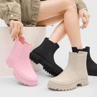 บูตยางสำหรับผู้หญิงรองเท้าฝนกันน้ำทำงานสวน Galoshes ตกปลา Rainboots สเก็ตบอร์ดข้อเท้ารองเท้าครัวรองเท้า