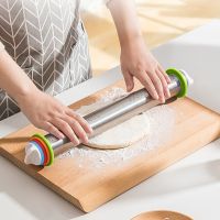 High Quality Adjustable Food Grade Stainless Steel Dough Roller Rolling Pin For Baking