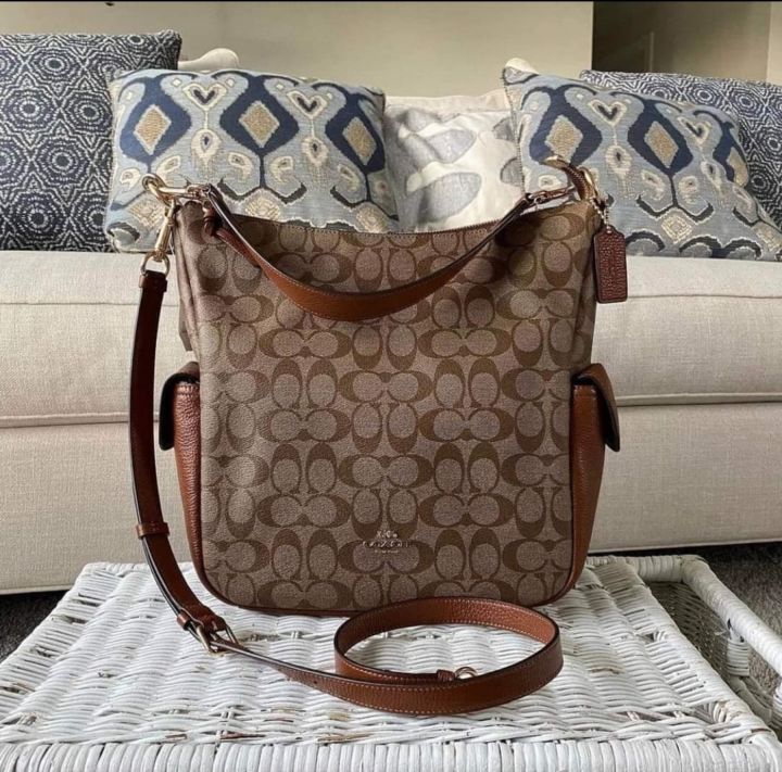 Coach C1523 Signature Pennie Shoulder Bag Khaki Redwood