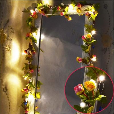 Fairy Artificial Leaf Flower LED String Lights Garland Vine Interior Decoration Wedding Green Decoration Battery/USB Powered