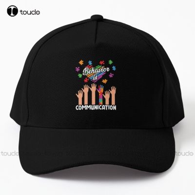 Behavior Is Communication Autism Baseball Cap Treading Caps Personalized Custom Unisex Adult Teen Youth Summer Baseball Cap Gift