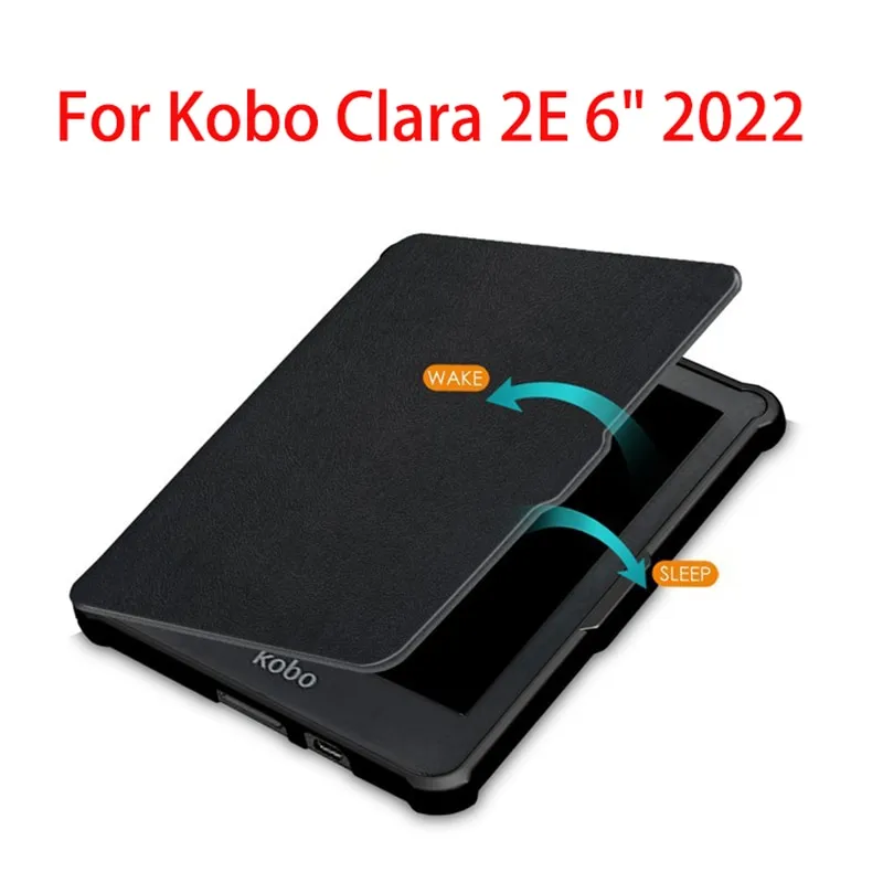 for Kobo Clara 2e 2022 Case PU Leather Ebooks Protective Smart