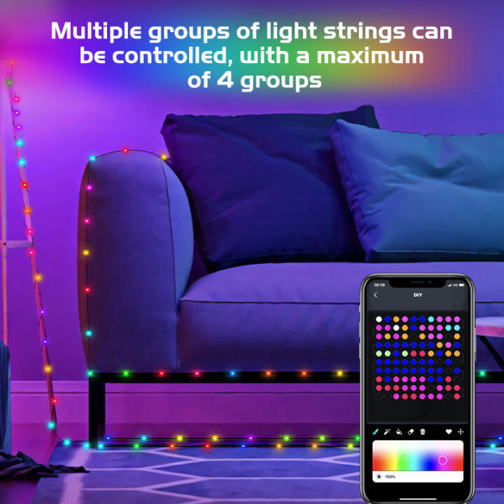 ร้อนไฟตกแต่งต้นคริสต์มาส-rgb-สมาร์ทบลูทูธควบคุม-usb-ไฟ-led-เชือกกลางแจ้ง-app-การควบคุมระยะไกลพวงมาลัยนางฟ้าโคมไฟ