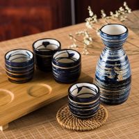 Hand Painted Japanese Style Sake Set Ceramic Pottery Sake Wine Pot Porcelain Tea Pot Set Home Household Drinkware Sake Wine Kit