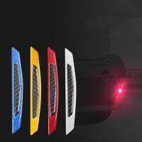 4Pcs Carbon Fiber Reflective Car Door Anti-Scratch Protection Bumper Strip Decor Styling Mouldings