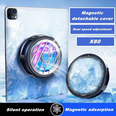 X80 Semiconductor Magnetic Peltier Tablet Game Cooler with Colorful Light Large Area Radiator for IOS/Android Gaming Cooling Pad
