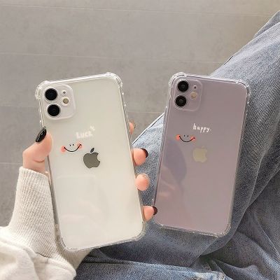 【NEW Popular】น่ารักยิ้มจดหมายกรณีโทรศัพท์ที่ชัดเจนสำหรับ iPhone 12 11 Pro XS Max Mini X XR 7 8บวก SE 2020ซิลิโคนใสกันกระแทกฝาครอบ