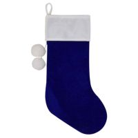 Free shipping Dark blue velvet stocking Christmas decoration socks white pompoms decoration Christmas tree decoration Socks Tights