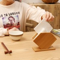 [COD] Hotel restaurant desktop paper box advertising lettering napkin storage simple bamboo tissue