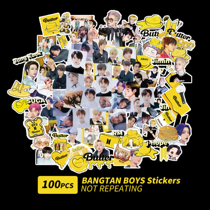 สติ๊กเกอร์-บีทีเอส-80-105-ใบ-ถุง-sticker-kpop-bts-ขนาด-2-7cm-รูปภาพอัลบั้ม-bts-7fates-chakho-deco-kit-butter-permission-to-dance