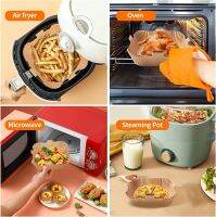 ขายดีที่สุด50/100ชิ้นกระดาษหม้อทอด Air Fryer แบบใช้แล้วทิ้งแผ่นรองอบสุญญากาศกันน้ำมันแผ่นรองอบจาน Q อุปกรณ์ทอดหม้อทอด Air Fryer