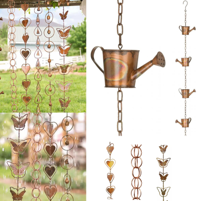 Cup Rain Catcher Rustic Hanging Decor Metal Butterfly Chimes Gutter Decorations Roof Hanging Chimes