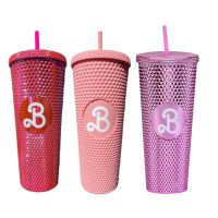 800ML Party Pink Cup With Straw Kawaii Movie Accompanying Cups Portable Shining Stars Tumbler Bpafree Drinking Water Bottle Gift