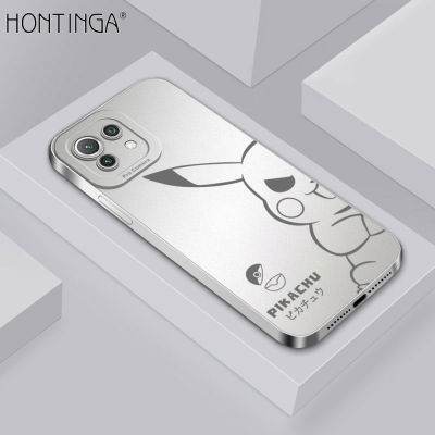 Hontinga ปลอกกรณีสำหรับ Xiaomi MI 11 Lite 5กรัม NE 11 Lite 5กรัมกรณีใหม่สแควร์ซอฟท์ซิลิโคนกรณีการ์ตูน Pikachu เต็มปกกล้อง Protectior กันกระแทกกรณียางปกหลังโทรศัพท์ปลอก Softcase สำหรับสาวๆ