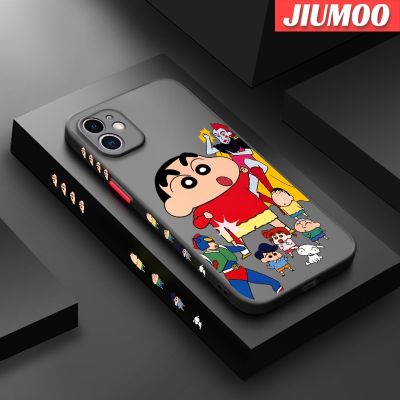 เคส JIUMOO สำหรับ iPhone 11 11 Pro 11 Pro Max ดีไซน์ใหม่ลายการ์ตูนเครยอนชินจันเคสแข็งกันแรงกระแทกฝ้าขอบสี่เหลี่ยมเคสซิลิโคนนิ่มคลุมทั้งหมดเคสป้องกันเลนส์กล้อง