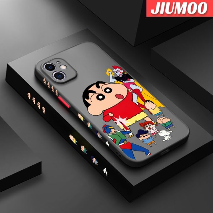 เคส-jiumoo-สำหรับ-iphone-11-11-pro-11-pro-max-ดีไซน์ใหม่ลายการ์ตูนเครยอนชินจันเคสแข็งกันแรงกระแทกฝ้าขอบสี่เหลี่ยมเคสซิลิโคนนิ่มคลุมทั้งหมดเคสป้องกันเลนส์กล้อง