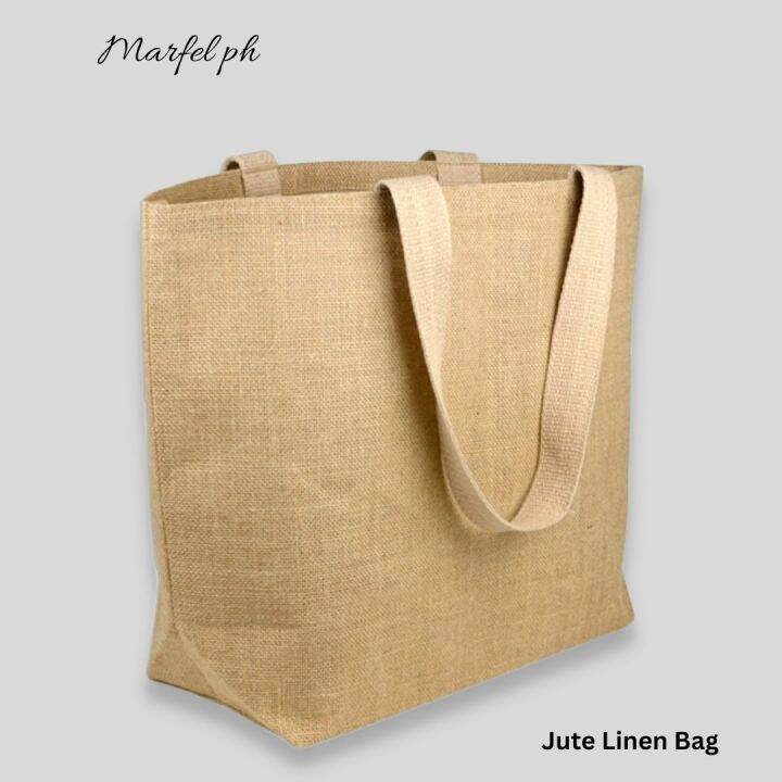 Extra Big Plain Jute Linen with cotton handle Abaca Burlap Grocery Tote