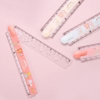 Cartoon Bear Straight Rulers Kawaii Folding Measuring Tool Drawing Template Kids Gifts Korean Stationery School Office Supplies Rulers  Stencils