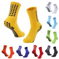 2023 New Anti Slip Football Socks Mid Calf Non Slip Soccer Cycling Sports Socks Men Basketball Grip Thickened Sole Free Shipping