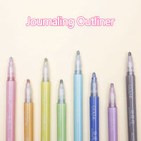 Outline ปากกามาร์คเกอร์ลบไม่ได้หมึก Journal ปากกาพู่กัน2ปลายขนาดมิลลิเมตร