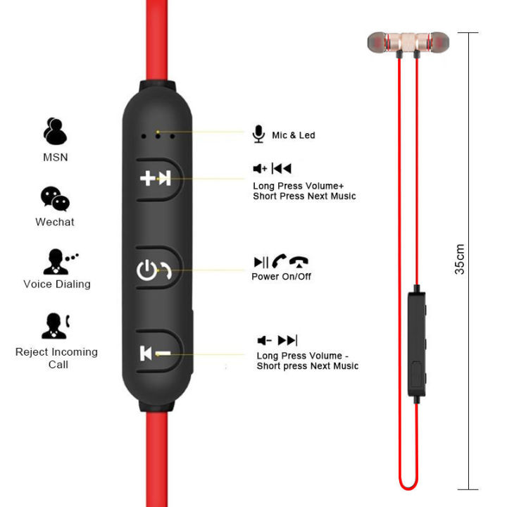 100-ของแท้-หูฟังบลูทูธ-หูฟังออกกำลังกาย-มีแม่เหล็ก-magnet-sports-in-ear-bluetooth-เสียงดี-เบสตึบ