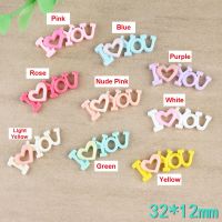 50pcs 9 Colors Mix Letters I LOVE YOU Flatback Planar Resin Cabochon for Hair Bow Centers DIY Crafts Embellishments Accessories