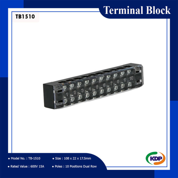 เทอร์มินอลบล็อกต่อสาย-terminal-block-รุ่น-tb1510-15a-10-ช่อง-kdp-ไฟฟ้า-ไฟฟ้าโรงงาน-เทอร์มินอล-อุปกรณ์ไฟฟ้า-อะแดปเตอร์