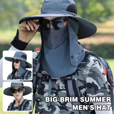 Outdoor UV Protection Cover Face Neck Flap Hat Wide Brim Hat Fishing Climbing Breathable Hiking Beach J2Z3