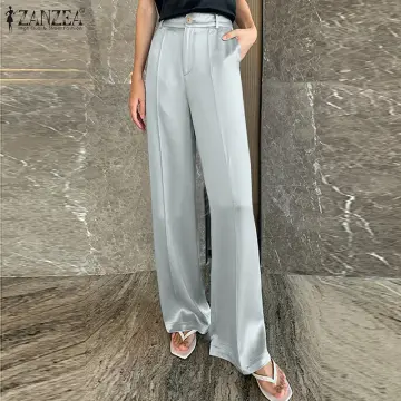 Black satin palazzo pants with pleats MELBA - ALL NEW CLOTHING | Libelloula  Clothing