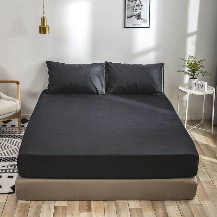 solid-waterproof-mattress-protector-cover-machine-washable-elastic-fitted-sheet-queen-king-size-bed-cover-anti-urine-leakage