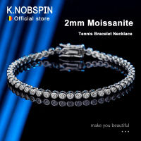 Knobsin 2มิลลิเมตร Moissanite เทนนิสสร้อยข้อมือสำหรับผู้หญิงผู้ชายฮิปฮอปโซ่กับ GRA 100 เงินสเตอร์ลิง18พันทองคำขาวชุบสร้อยข้อมือ