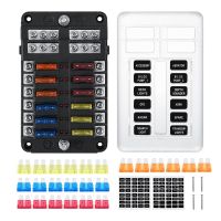 12 Way Waterproof Fuse Box Fuse Block Standard Circuit Fuse Holder with LED Light for Car Boat Marine Truck SUV Yacht RV