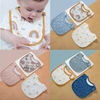 ☃∈ 3 PCs Pure Cotton Baby Bibs Gauze Muslin Baby Saliva Towel Adjustable Snap Absorbent Newborn Burp Cloths Kids Baby Feeding Stuff