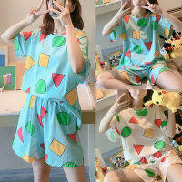 Pajamas Short-Sleeved Korean Cartoon Fresh and Thin Home Service 2-Piece