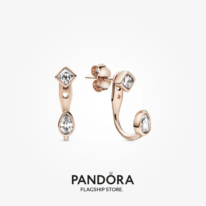 Pandora rose geometric shapes stud earrings cz Clearance