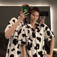 Korean Version of the Summer Couples Pajamas Cow Short-sleeved Suit Pajamas Pajamas Ladies Men Loose Large Size Home Underwear