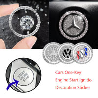 Cars One-Key Engine Start Ignition Stop Button Switch Decorative Cover Diamond Ring Sticker Car Decoration Accessories