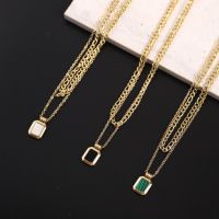 Stainless Steel Geometrical Natural Shell Pendant Necklaces Dainty Square Charm Chokers Minimalist Collars Necklace