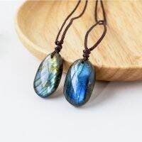 Natural Labradorite Pendant Necklaces Men Women Energy Quartz Necklaces Stones Ornament Moonstone Home Decoration