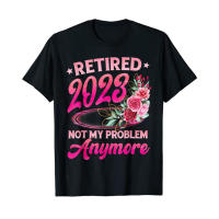 2023 NewRetired 2023เสื้อยืดของขวัญเกษียณอายุสำหรับผู้หญิงพิมพ์ลายดอกไม้น่ารักสีชมพู Tee น่ากลัวตลกแขนสั้นเสื้อวันแม่ของขวัญ