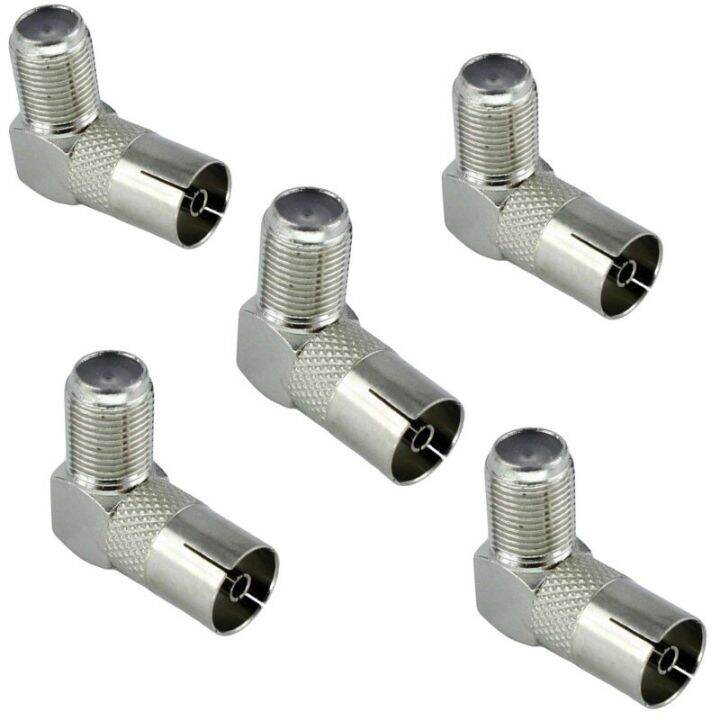 5Pcs F-TV IEC 90 Degree Right Angled TV Aerial Cable Connector RF
