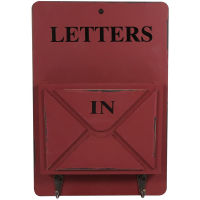 Wooden Mail Box Letter Rack Wall Mounted Mail Sorter Storage Box Key Hooks Standing Holder