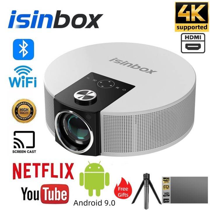 isinbox Android Projector Q10 WiFi Bluetooth Projector 4K HD Projector