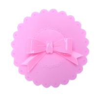 10.5cm Cute Anti-dust Silicone Glass Cup Cover Coffee Mug Suction Seal Lid Cap Silicone Lovely Bowknot Cup Cover（Pink）