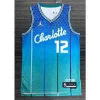 ยอดนิยม เสื้อกีฬาแขนสั้น ลายทีม NBA jersey Charlotte Hornets 12 2022 เสื้อกีฬาบาสเก็ตบอล OUBRE JR. city edition 75th